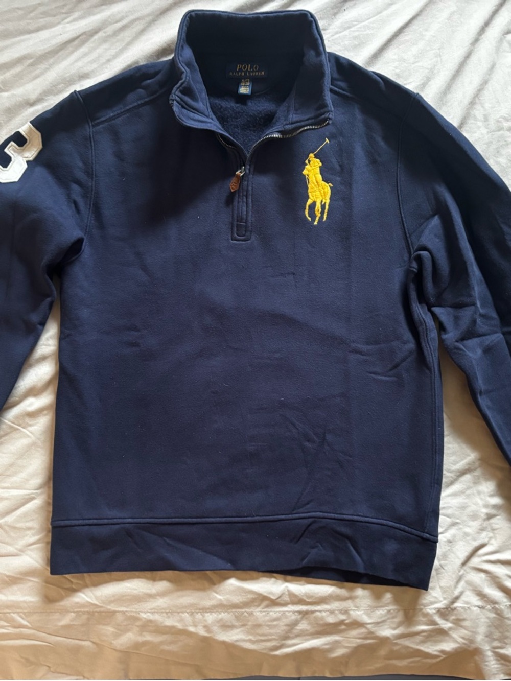Polo Ralph Lauren Quarter Zip Pullover Navy Big Pony Sweatshirt Mens
